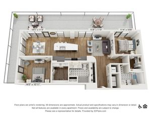 PH-B7 | 2 bed 2 bath | 1328 sq ft