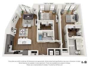 PH-B8 | 2 bed 2 bath | 1358 sq ft