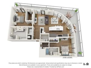 PH-B9 | 2 bed 2 bath | 1372 sq ft