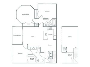 Three Bedroom Two Bath (1491 SF)