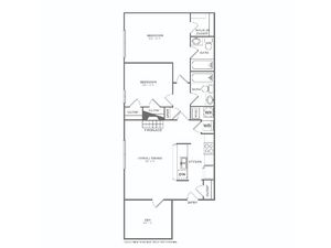 Two Bedroom Two Bath with Den (932 SF)