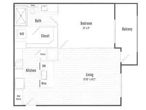A1a | 1 bed 1 bath  | 705 sq ft