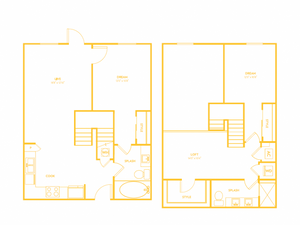 Two Bedroom Two Bath Loft (1355 SF)