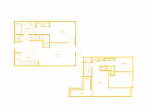 Two Bedroom Two Bath Loft (1257 SF)