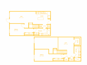 Two Bedroom Two Bath Loft (1495 SF)