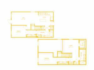 Two Bedroom Two Bath Loft (1564 SF)