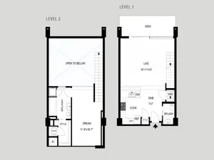 The Waterloo - Loft | 1 bed 2 bath | from 1055 square feet