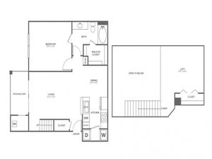 One Bedroom One Bath with Loft (957 SF)
