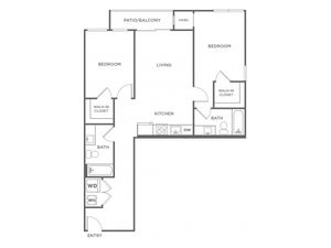 Two Bedroom Two Bath (973 SF)