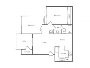 B1R | 2 bed 1 bath | from 747 square feet