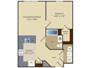 One Bedroom One Bath (630 SF)