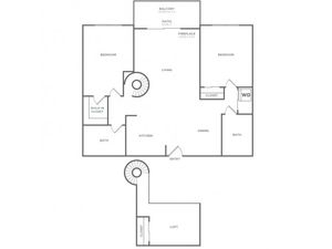 Plan D | 2 bed 2 bath | from 1074 square feet