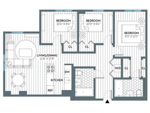 Hudson | 3 bed 2 bath | from 1031 square feet