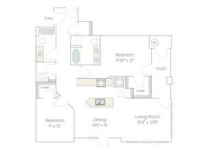 B2 | 2 bed 2 bath | from 1258 square feet