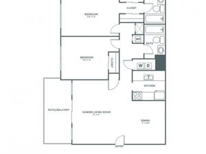 Two Bedroom Two Bath (1,071 SF)