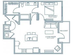 One Bedroom One Bath (837 SF)