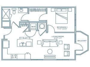 One Bedroom One Bath (708 SF)