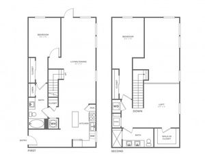 Two Bedroom Two Bath Loft (1700 SF)