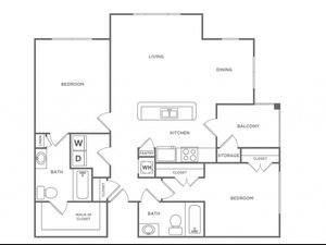 Two bedroom Two Bath (1188 SF)