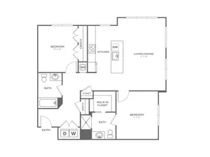 Two Bedroom Two Bath (1099 SF)