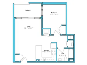 One Bedroom One Bath (709 SF)