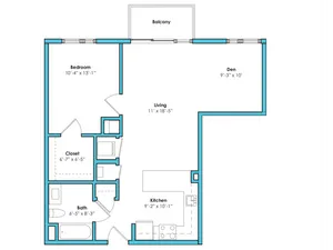 One Bedroom One Bath Den(739 SF)