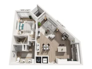 One Bedroom One Bath (888 SF)