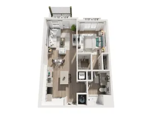 One Bedroom One Bath (756 SF)