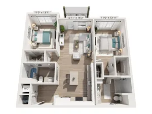 Two Bedroom Two Bath (1131 SF)