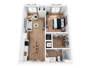 A2.1 | 1x1 | 708 sq ft