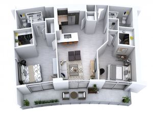 Two Bedroom Two Bath (1,258)
