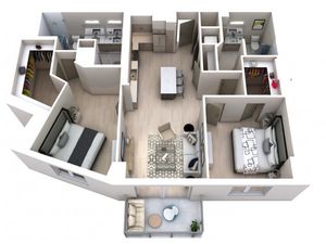 Two Bedroom Two Bath (1,147)