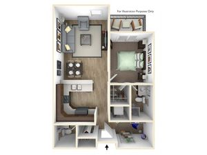 1 Bedroom, 1.5 Bathroom C Floor Plan