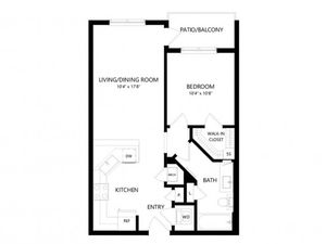 A0A | 1 bed 1 bath | from 619 square feet