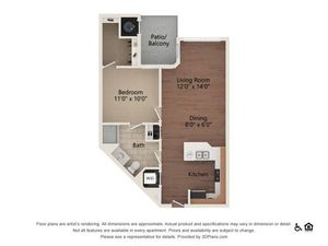 Pistachio | 1 bed 1 bath | 664 sq ft