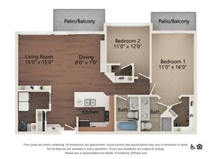 Torrey | 2 bed 2 bath | 1266 sq ft