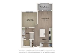 Oak 2 | 1x1 | 834 sf