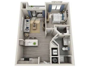 A2 | 1 bed 1 bath | from 680 square feet