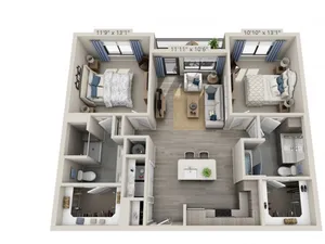 C1 | 2 bed 2 bath | from 1048 square feet