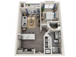 A1 | 1 bed 1 bath | from 677 square feet