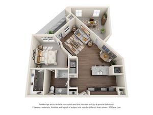 1 bedroom/1 bath  Study | 1 bed 1 bath | from 927 square feet