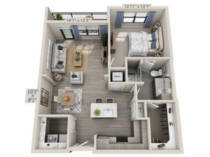 A2 | 1 bed 1 bath | from 846 square feet
