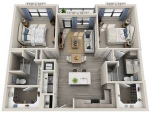 B1 | 2 bed 2 bath | from 1045 square feet