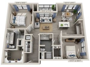 B2 | 2 bed 2 bath | from 1185 square feet