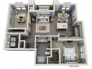A3 | 1 bed 1 bath | from 830 square feet