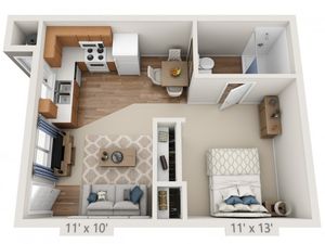 Presley | Studio1 bath | from 455 square feet