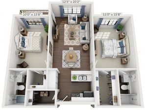 B1 | 2 bed 2 bath | from 968 square feet