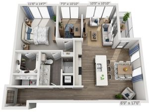 D1 | 1 bed 1 bath | from 1017 square feet