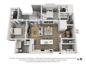F2 | 2 bed 2 bath | from 1335 square feet