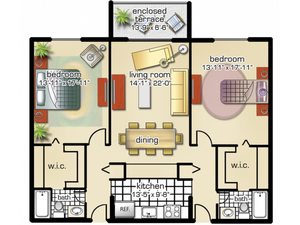 2 Bedrooms, 2 Baths